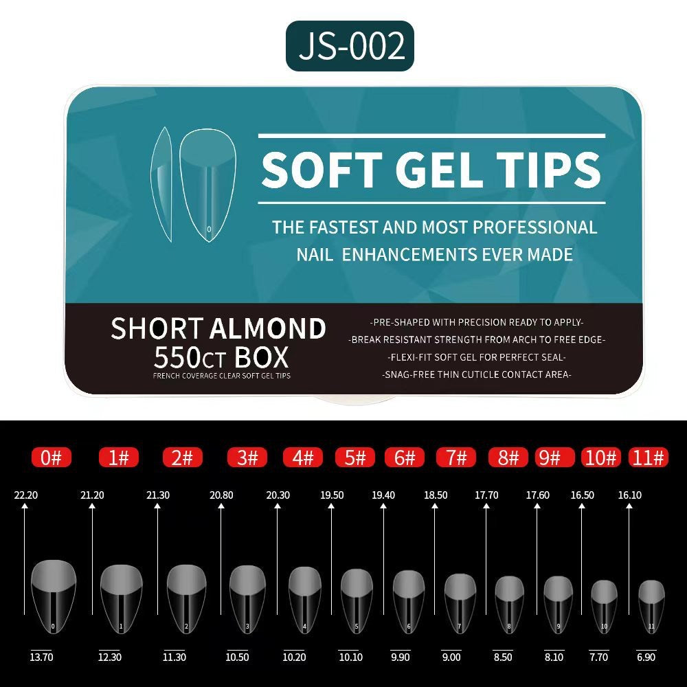 550pcs Short Almond soft Gel Tips
