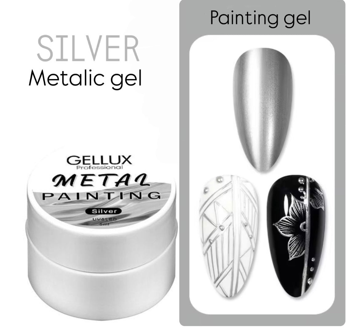 Metallic painting Gel - Silver – Gellux Professional X Gelloc Store