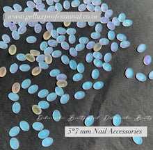 Load image into Gallery viewer, 50pcs Pack Matte Blue Oval Teadrop Gems Nail Decoration
