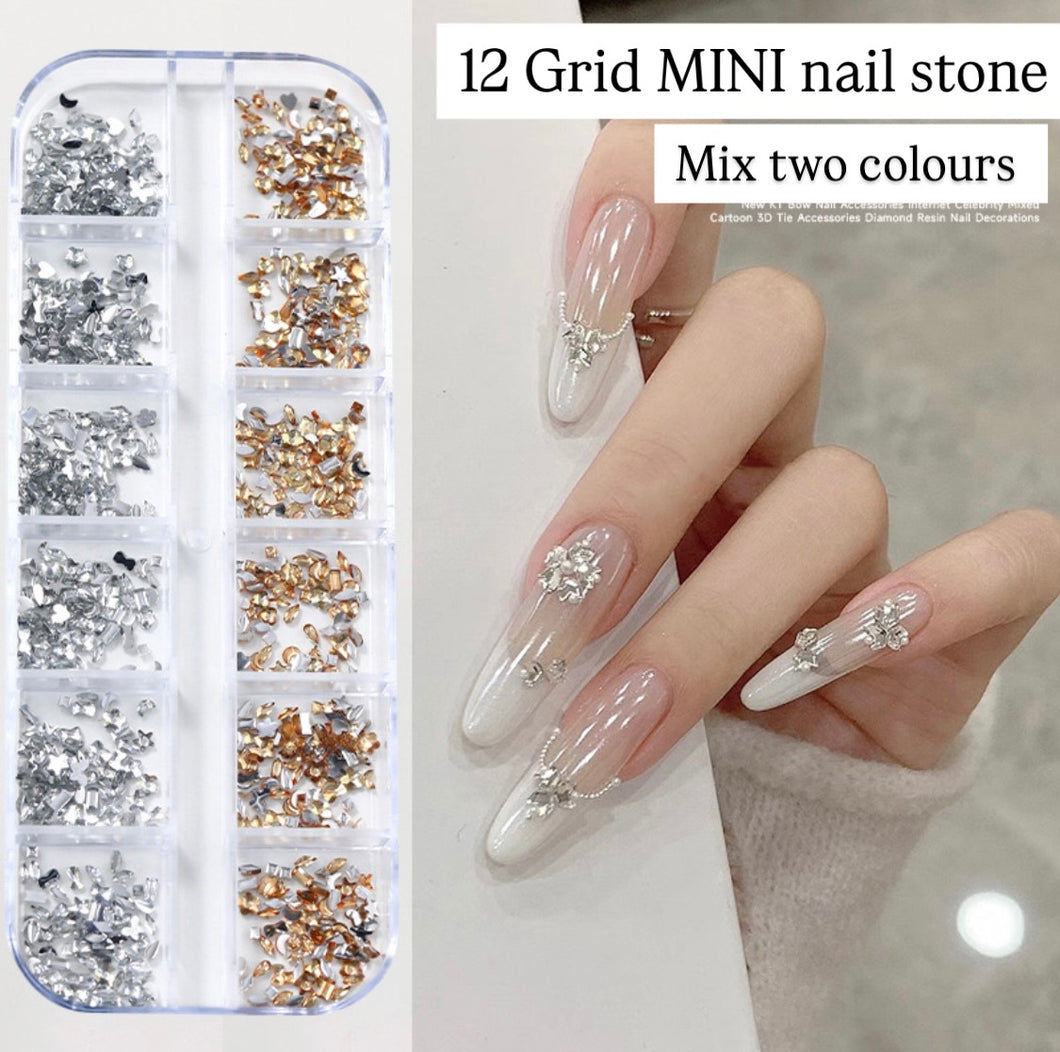 MINI Nail stone in silver And Beige TZ-88