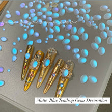 Load image into Gallery viewer, 50pcs Pack Matte Blue Oval Teadrop Gems Nail Decoration
