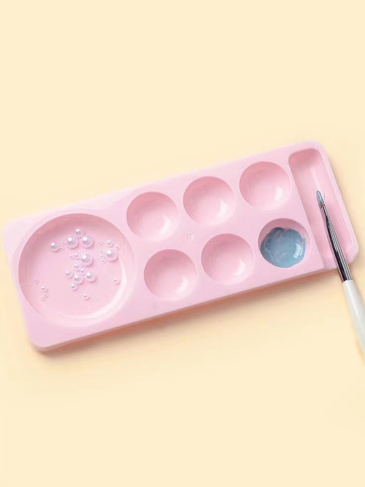 Nail Art Colour Mixing Platte with Brush Keeper