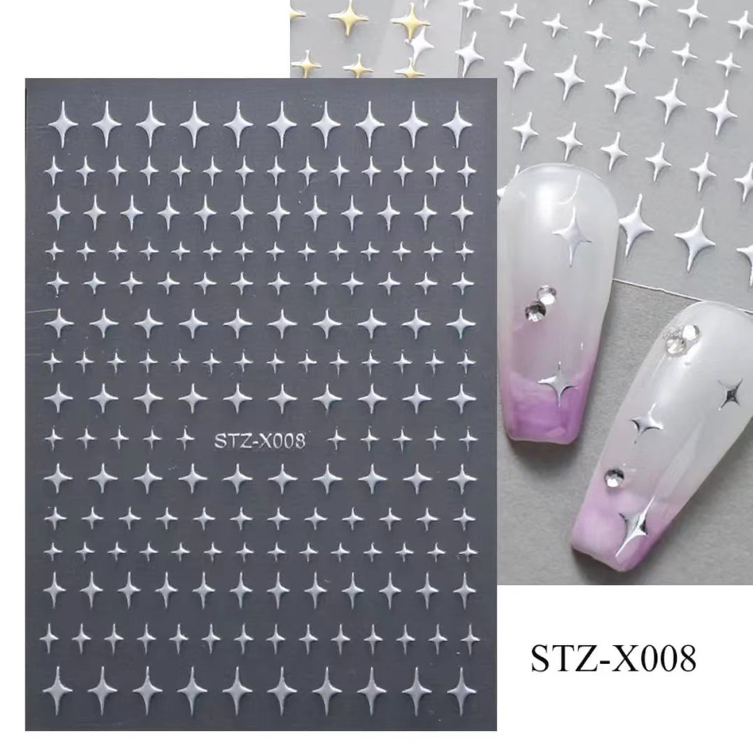 Nailart Stickers Silver X008