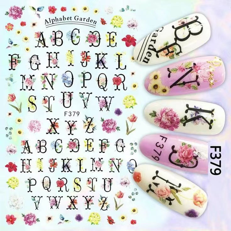 Garden Flower Alphabet Nail Sticker