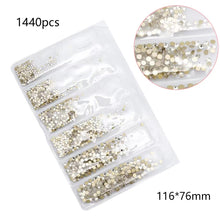 Load image into Gallery viewer, 1440pcs SS3-SS10 Crystal Glass Nail Art Rhinestones Multi-size Colorful stones
