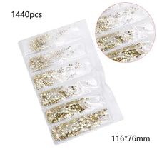Load image into Gallery viewer, 1440pcs SS3-SS10 Crystal Glass Nail Art Rhinestones Multi-size Colorful stones
