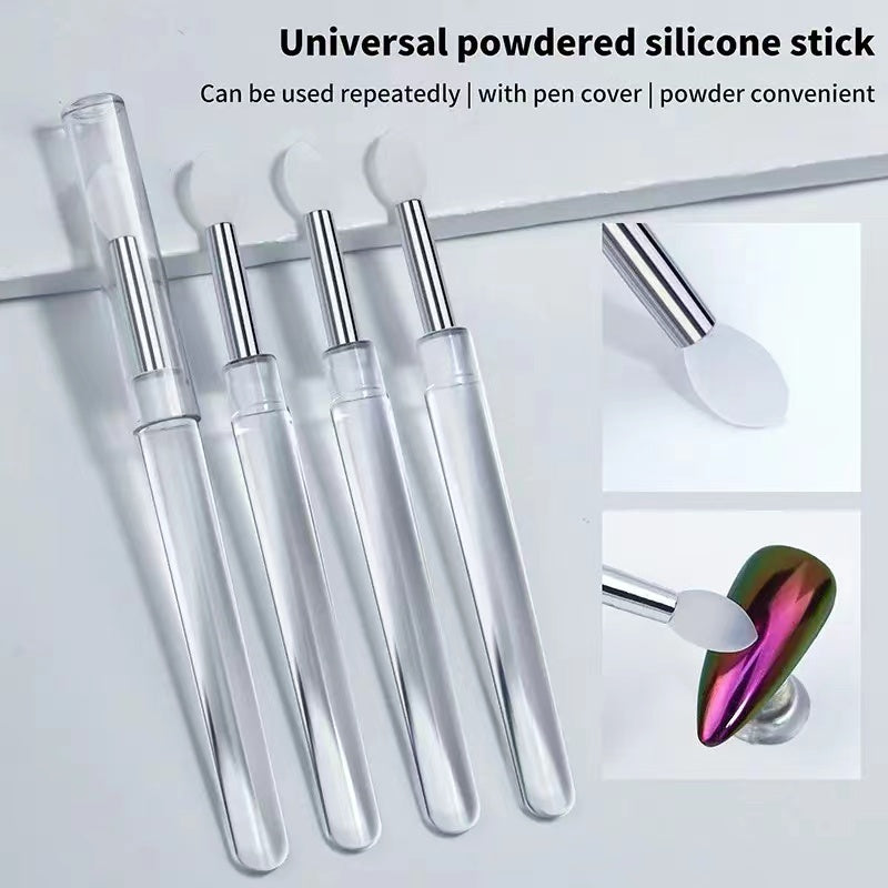 Nail Powder Silicone Chrome Applicator