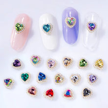 Load image into Gallery viewer, 2pcs Nail Pearl Diamond Heart Charms - 8614 Champange
