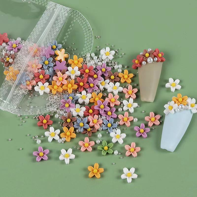 A-40 Acrylic Flower Caviar Nail Decoration